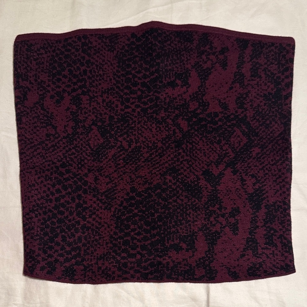Express Maroon and Black Patterned Crop tube Top